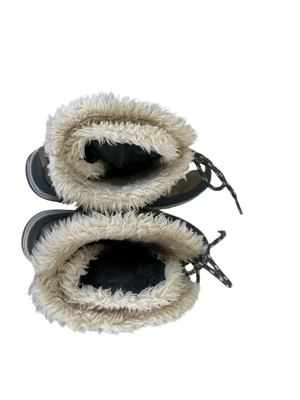 Lands’ End Women’s 10 Tall Insulated Snow Boots Taupe Gray Faux Fur Lace Up